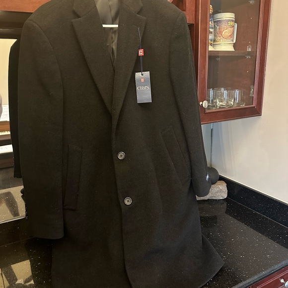 Chaps Wool Blend Luxury Black Men’s Overcoat (40 Reg) - Picture 2 of 4